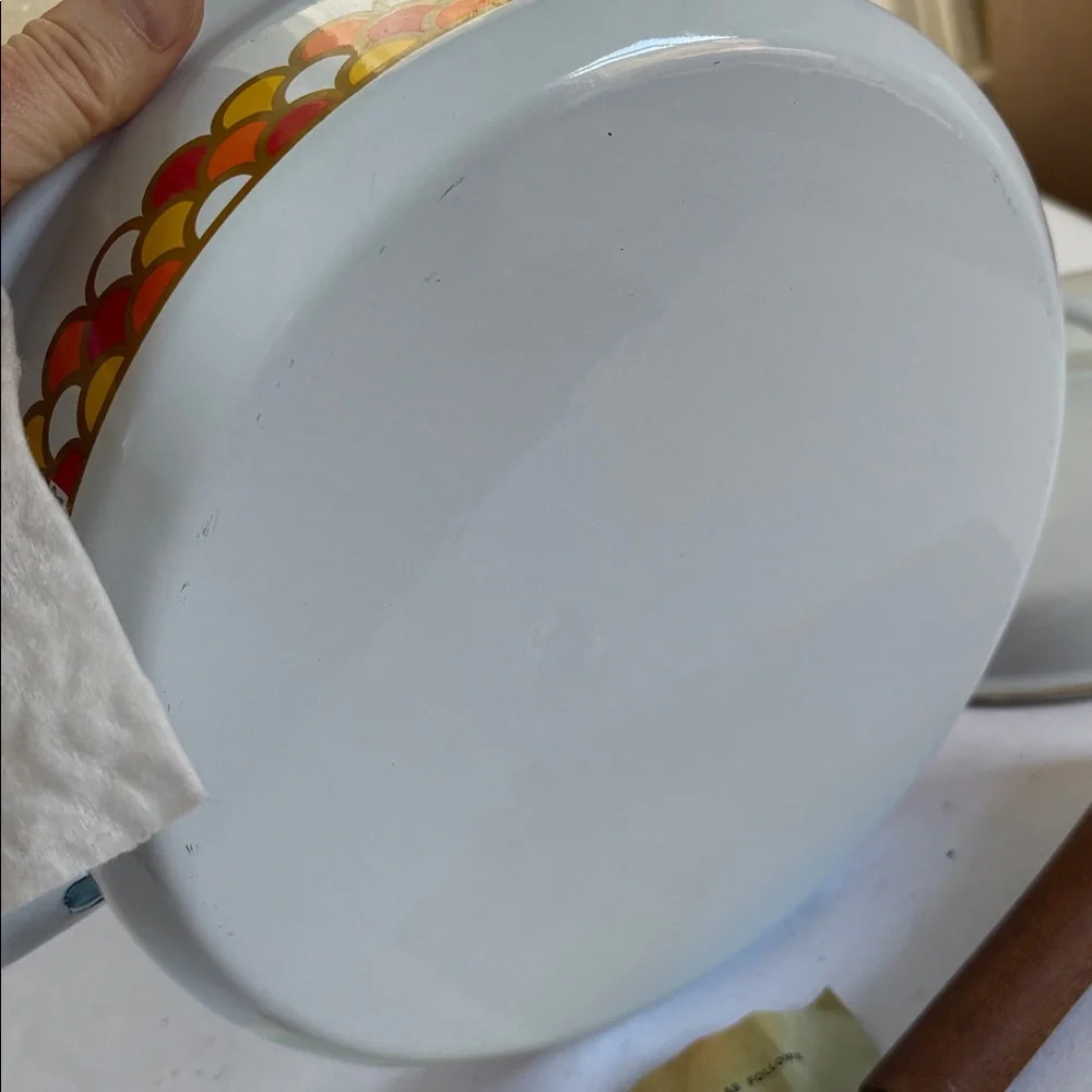 Georges Briard Boutique Vintage/Unused Porcelain Enamel 10” Lidded Chicken Fryer
